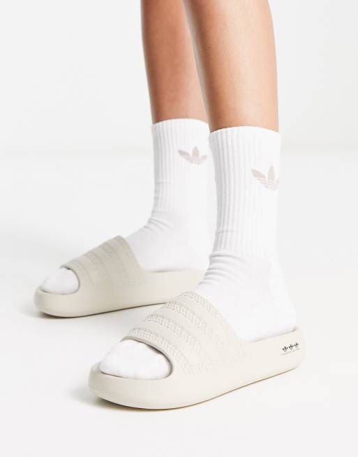 adidas Originals Adilette Ayoon sliders in oatmeal | ASOS