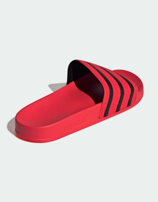 adidas Originals Adilette Claquettes Noir pur et rouge