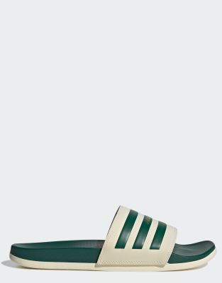 adidas Originals Adilette Comfort slides in beige and green