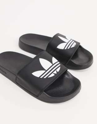 adidas Originals adilette Lite sliders in black - ASOS Price Checker