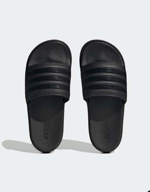 adidas Originals Adilette platform sliders in black ASOS