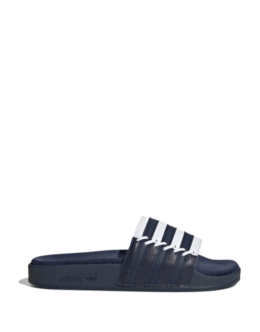 adidas Originals - Adilette - Slider blu navy e bianche