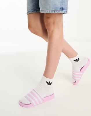 adidas Originals - Adilette - Slider in Rosa und Weiß