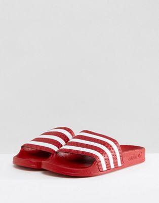 adidas Originals Adilette Slider Sandals In Red | ASOS