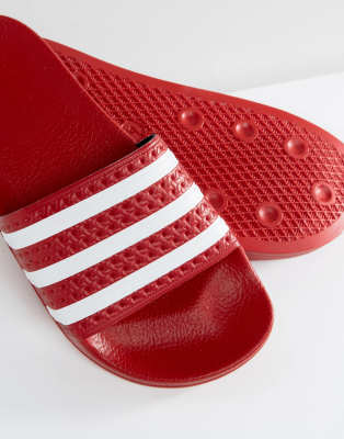 red adidas sliders