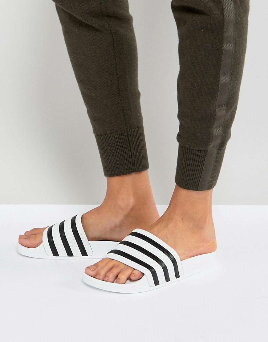 adidas Originals Adilette Slider Sandals In White