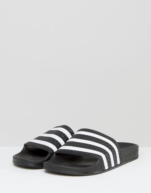 Adidas originals adilette slides in black toweling on sale