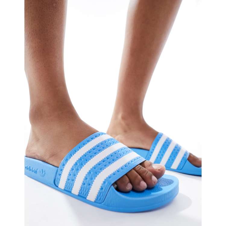 Adidas blue sliders best sale