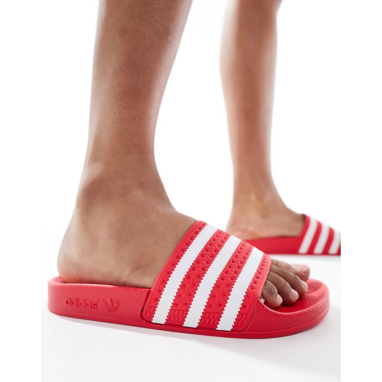 Adidas red sliders cheap