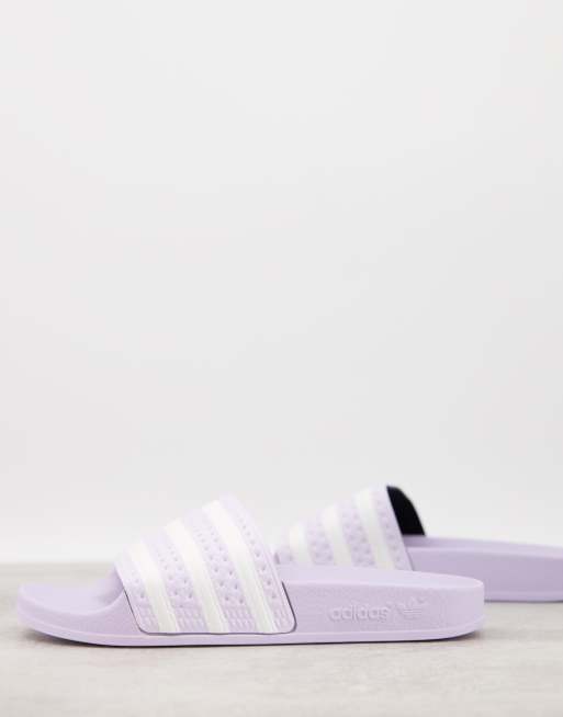 Lilac hot sale adidas slides