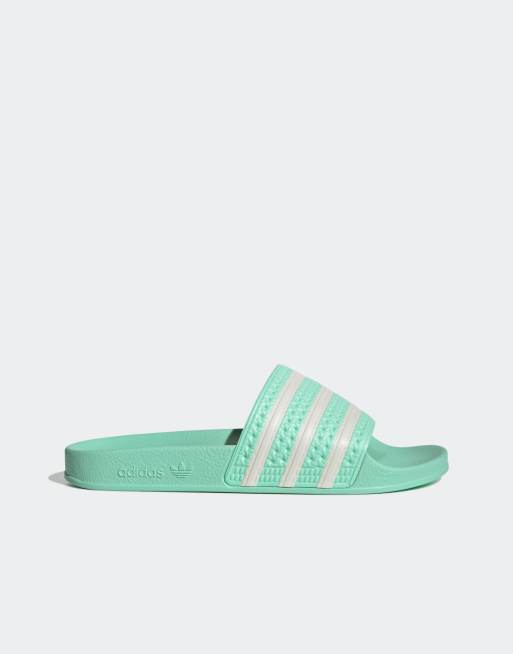 adidas Originals Adilette sliders in mint and white ASOS