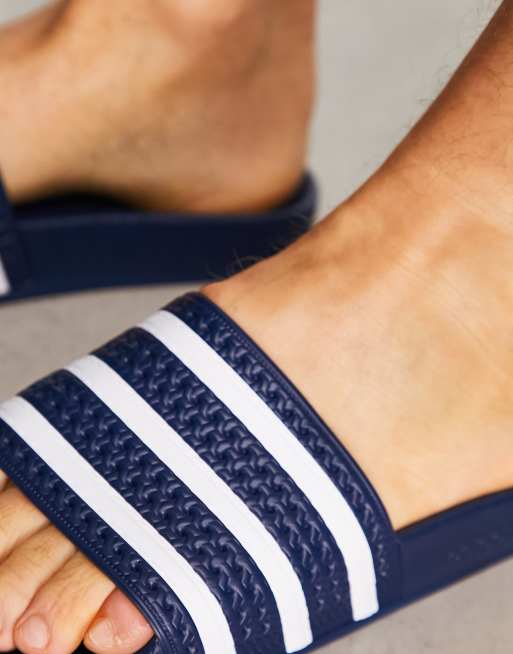 adidas Originals adilette sliders in navy, 3 of 4