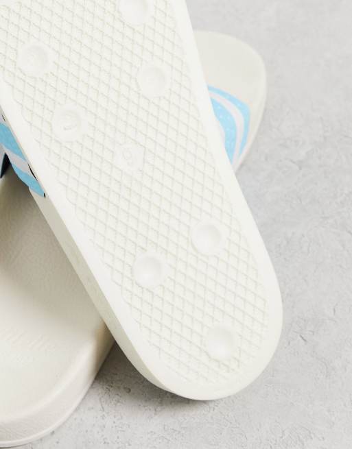 adidas Originals Adilette sliders in off white blue ASOS