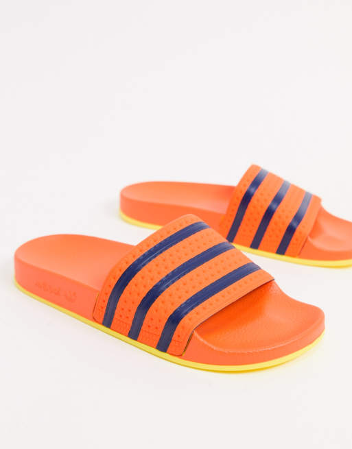 Orange store adidas sliders