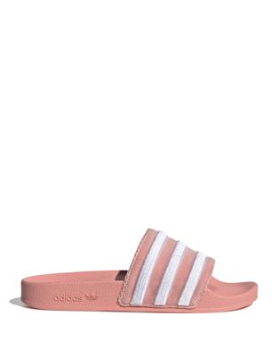 adidas Originals Adilette sliders in pink and white