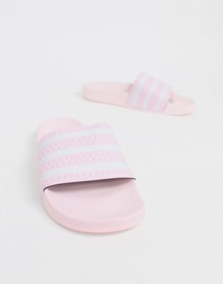 baby pink adidas sliders