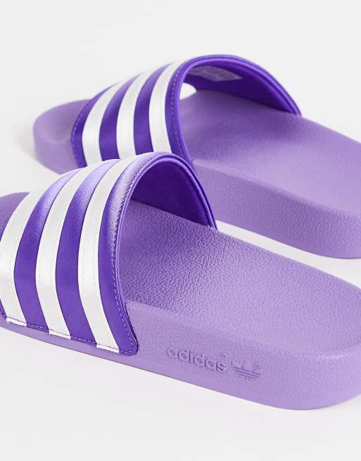 Adidas light purple slides hot sale