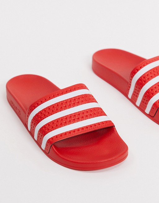 adidas Originals adilette sliders in red