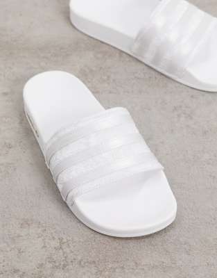 adidas originals adilette sliders in silver