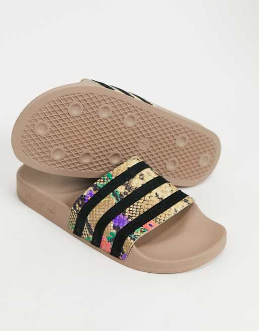 adidas Originals adilette sliders in snake print ASOS