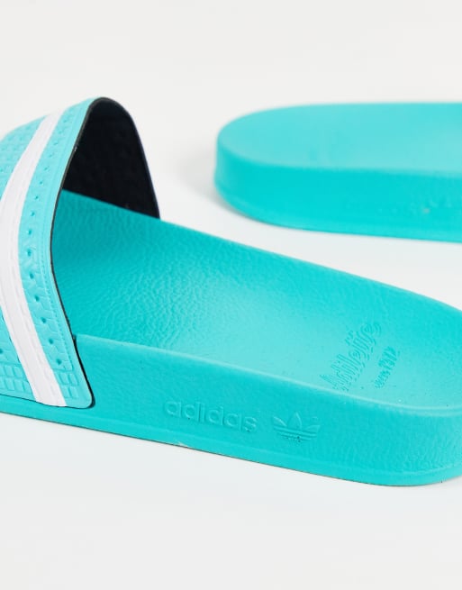 Adidas slides teal hot sale