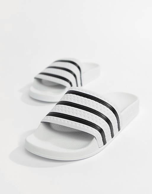 adidas Originals Adilette Sliders In White 280648