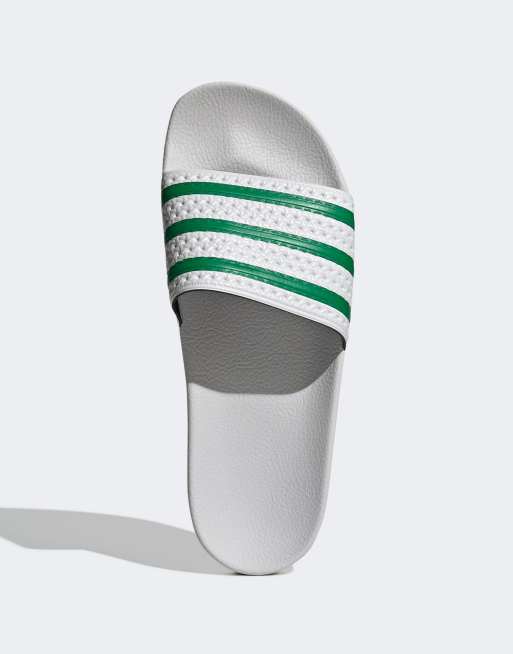 Adidas adilette best sale green white