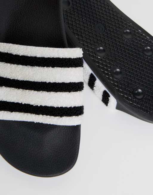 adidas Originals Adilette Slides In Black Toweling BB0125