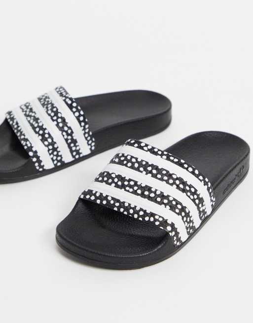 adidas Originals Adilette slides in black with polka dots ASOS