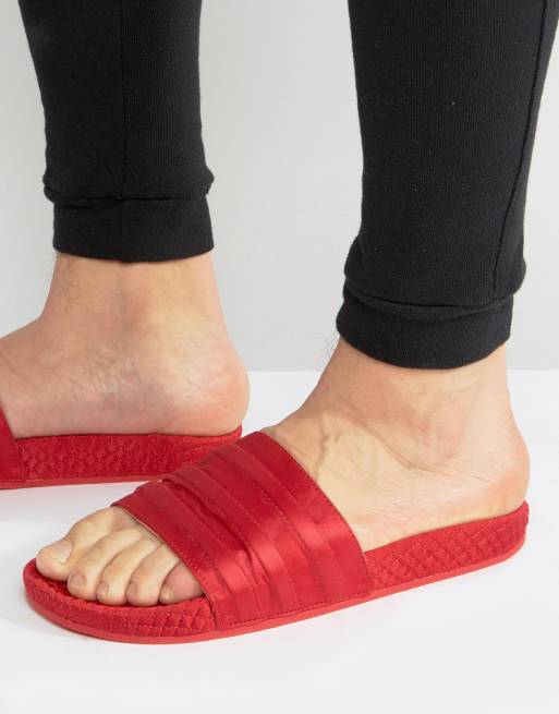 Red adilette slides discount women's