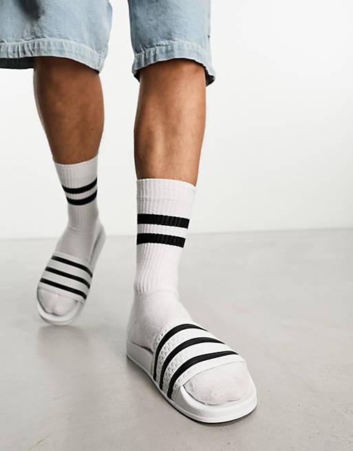 adidas Originals - Adilette - Slippers in wit en zwart