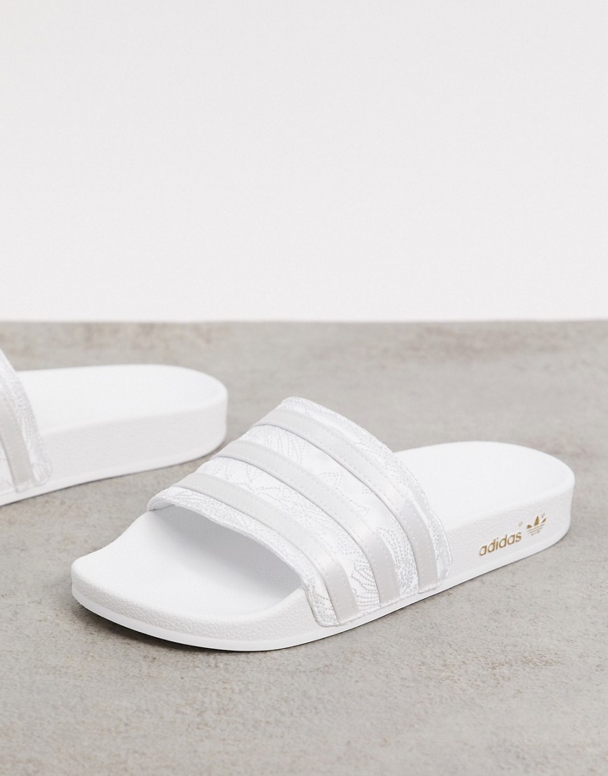 Adidas Originals - Adilette - Slippers in zilver-Wit