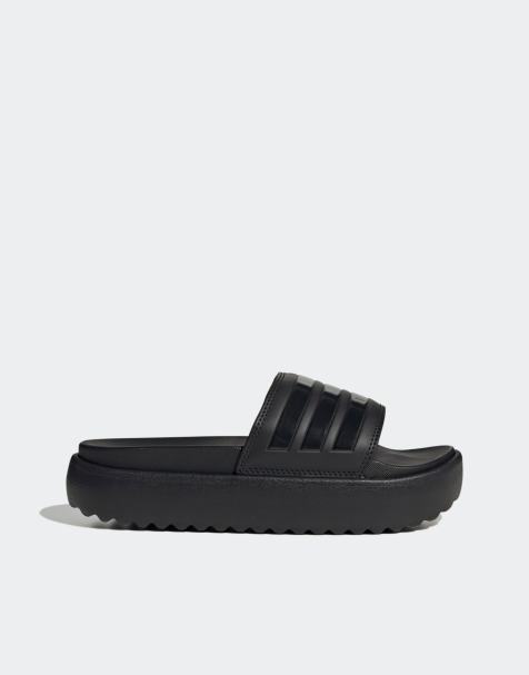 adidas Originals – Adilette – Svarta tofflor med platåklack - view 1