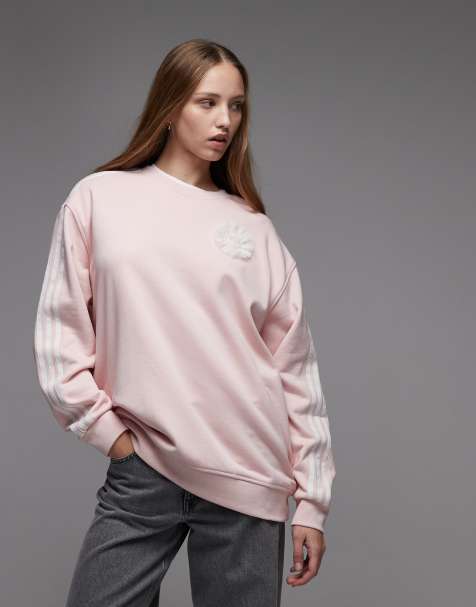 adidas Originals Adiluna ruffle logo detail sweatshirt in pink