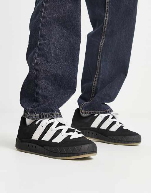 adidas Originals Adimatic gum sole trainers in black and white