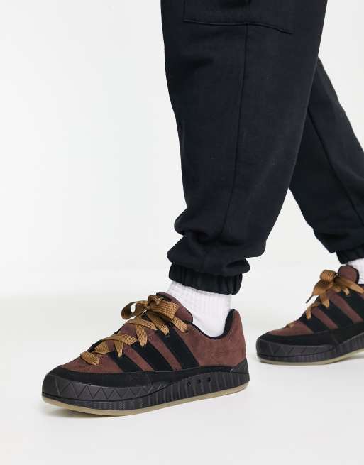 adidas Originals Adimatic gum sole trainers in brown