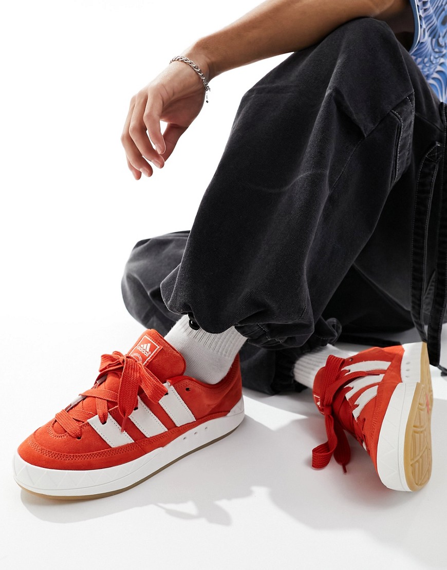 adidas Originals Adimatic gum sole trainers in red and white-Multi