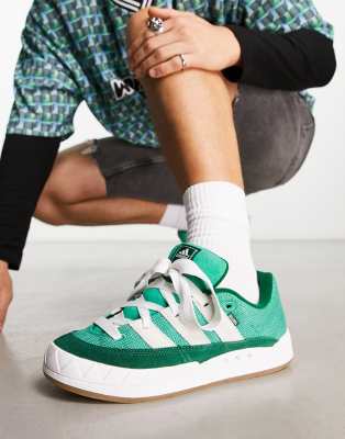 Adidas Originals Adimatic Leather Lace-up Sneakers In Green