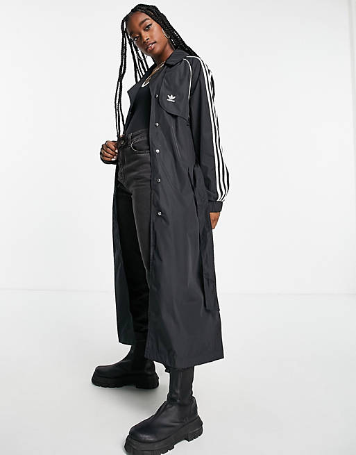 adidas Originals adiolor trench coat in black