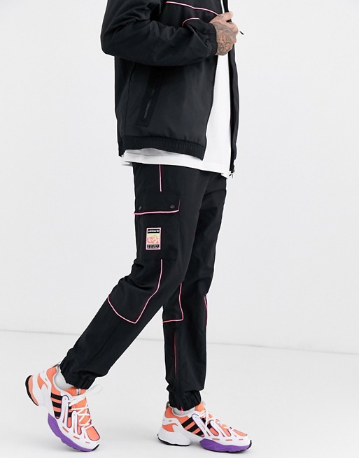 adidas Originals adiplore joggers with cargo pockets in black