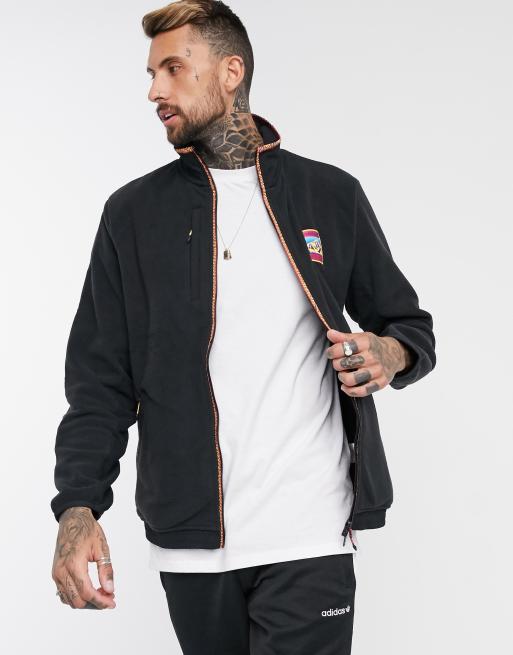 Adidas originals adiplore polar fleece jacket hot sale in black