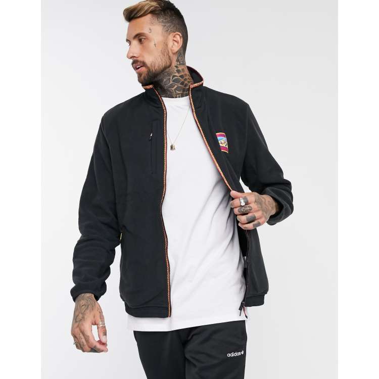 adidas Originals adiplore lightweight fleece jacket in black ASOS