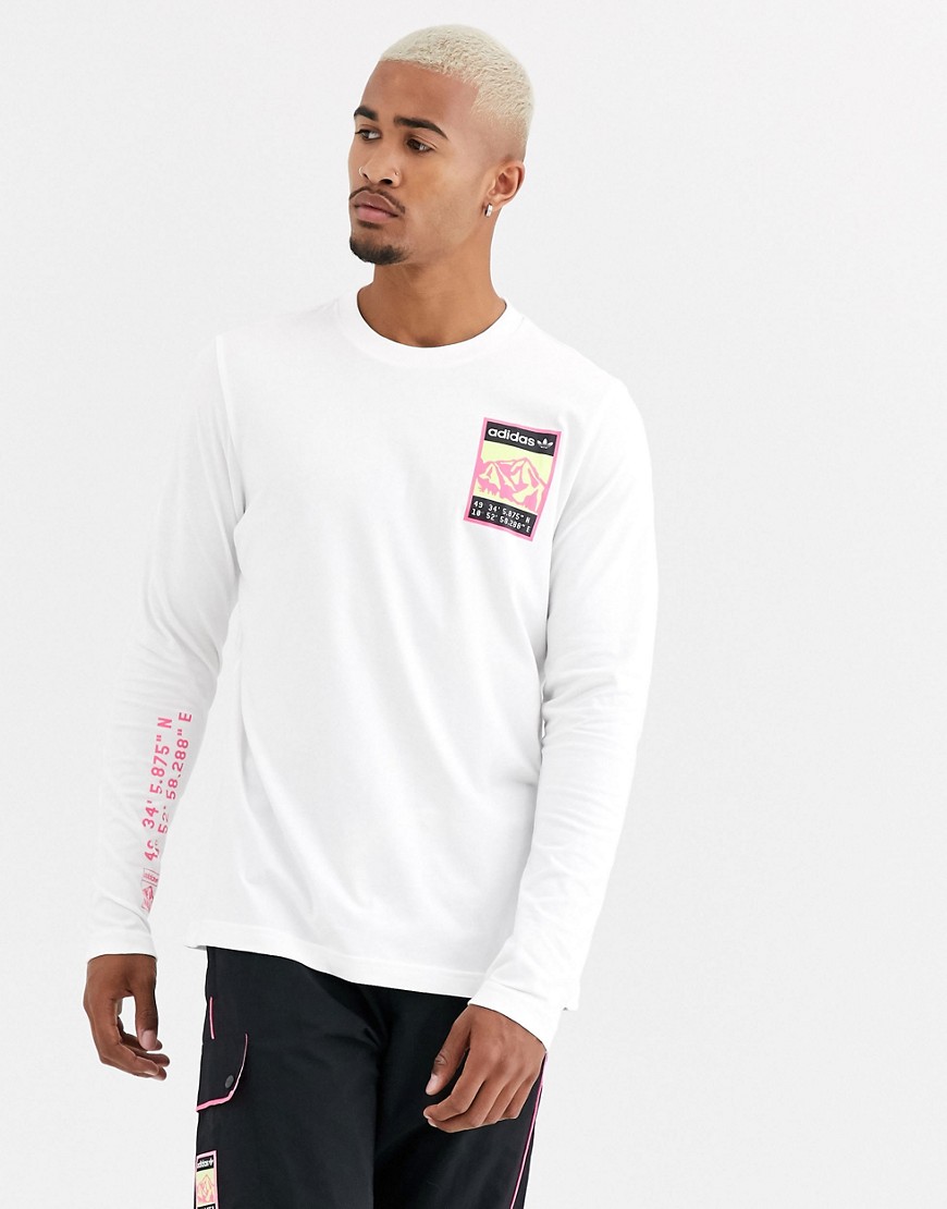 Adidas Originals - adiplore - T-shirt met lange mouwen met print in wit