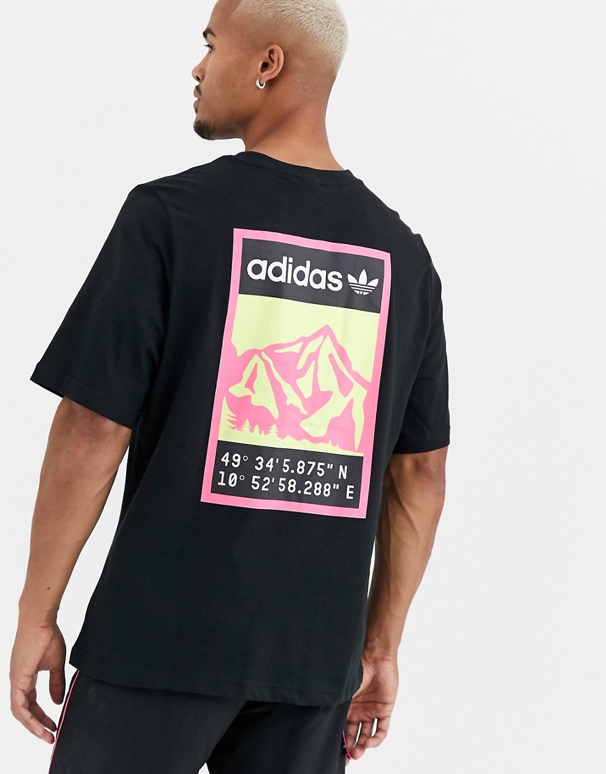 Adidas Originals - Adiplore - T-shirt nera con stampa sul retro-Nero