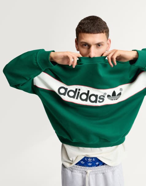 adidas Originals Adisignature ny crewneck sweatshirt in dark green - view 1