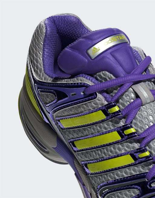 adidas Originals Adistar Control 5 sneakers viola e giallo neon, 3 di 4