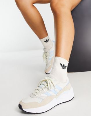 adidas Originals Adisuper trainers in off white with blue detail