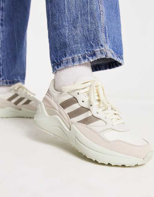 ASOS DESIGN retro trainers in white with mint green detail