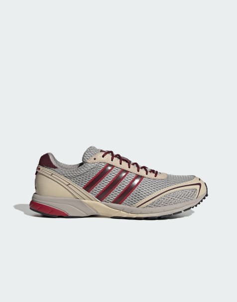 adidas Originals Adizero Adios OG trainers in grey and maroon - view 1