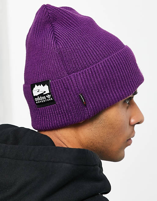 Men Caps & Hats/adidas Originals Adventure beanie in purple 